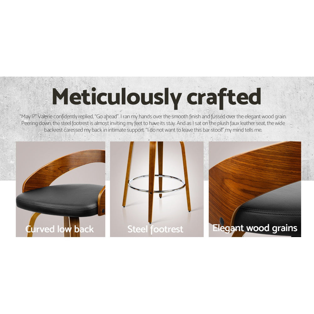 4x Bar Stools Swivel Seat Curving Backrest By Artiss