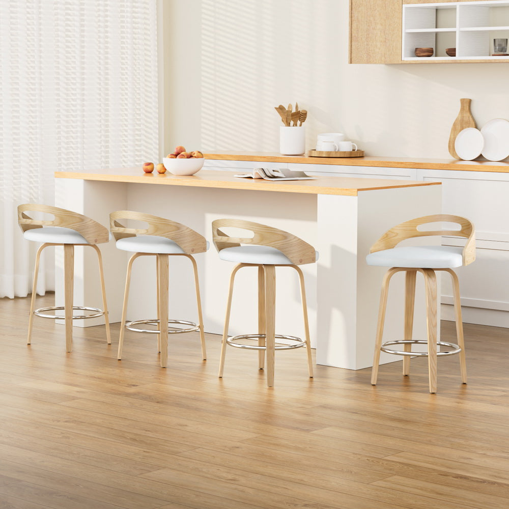 4x Bar Stools Swivel Dining Chairs Low Back Counter Seat PU Cushion by Artiss