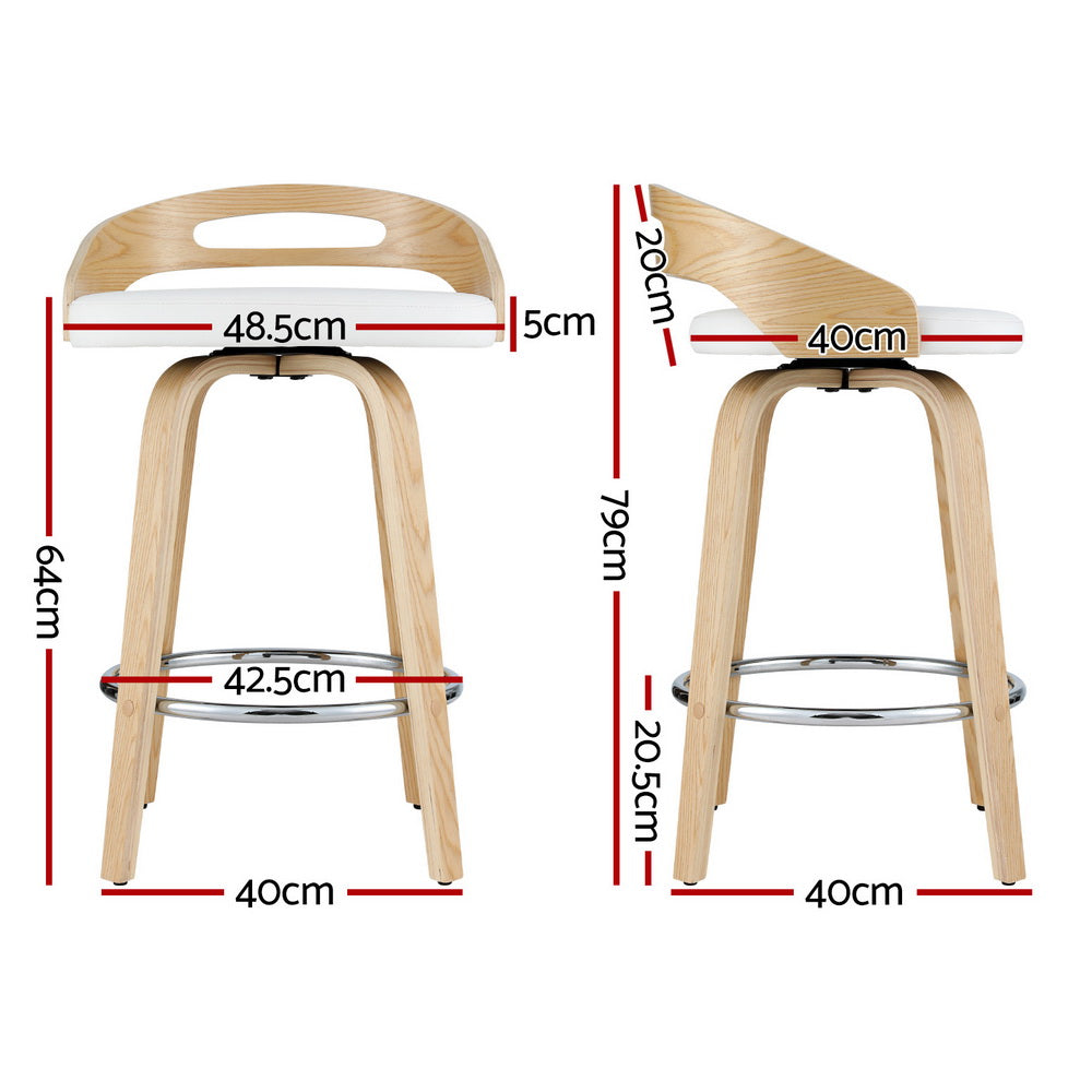 4x Bar Stools Swivel Dining Chairs Low Back Counter Seat PU Cushion by Artiss