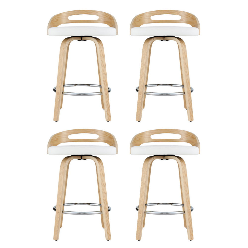 4x Bar Stools Swivel Dining Chairs Low Back Counter Seat PU Cushion by Artiss