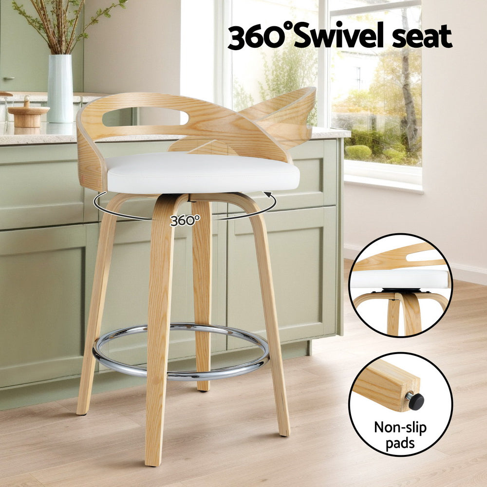 4x Bar Stools Swivel Dining Chairs Low Back Counter Seat PU Cushion by Artiss
