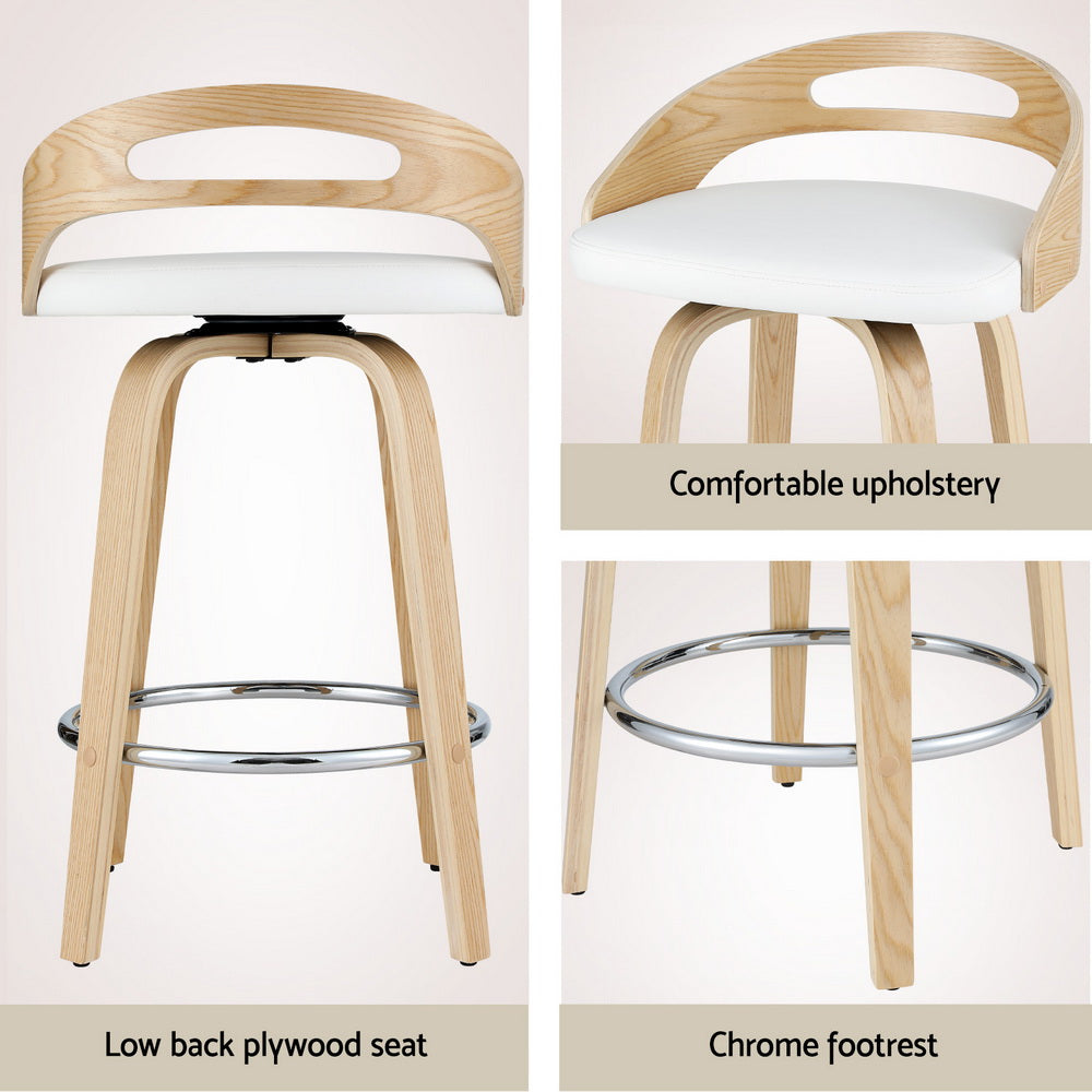 4x Bar Stools Swivel Dining Chairs Low Back Counter Seat PU Cushion by Artiss
