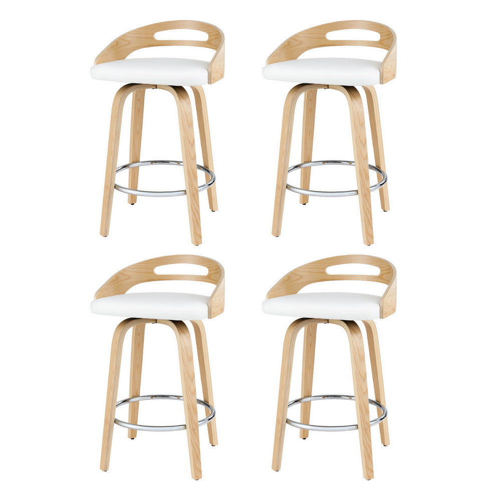 4x Bar Stools Swivel Dining Chairs Low Back Counter Seat PU Cushion by Artiss