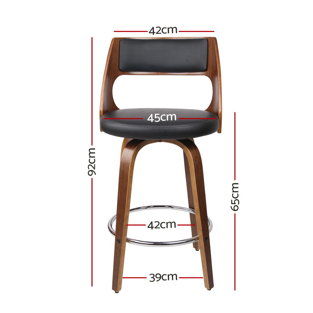 2x Bar Stools Swivel Leather Chair 65cm By Artiss