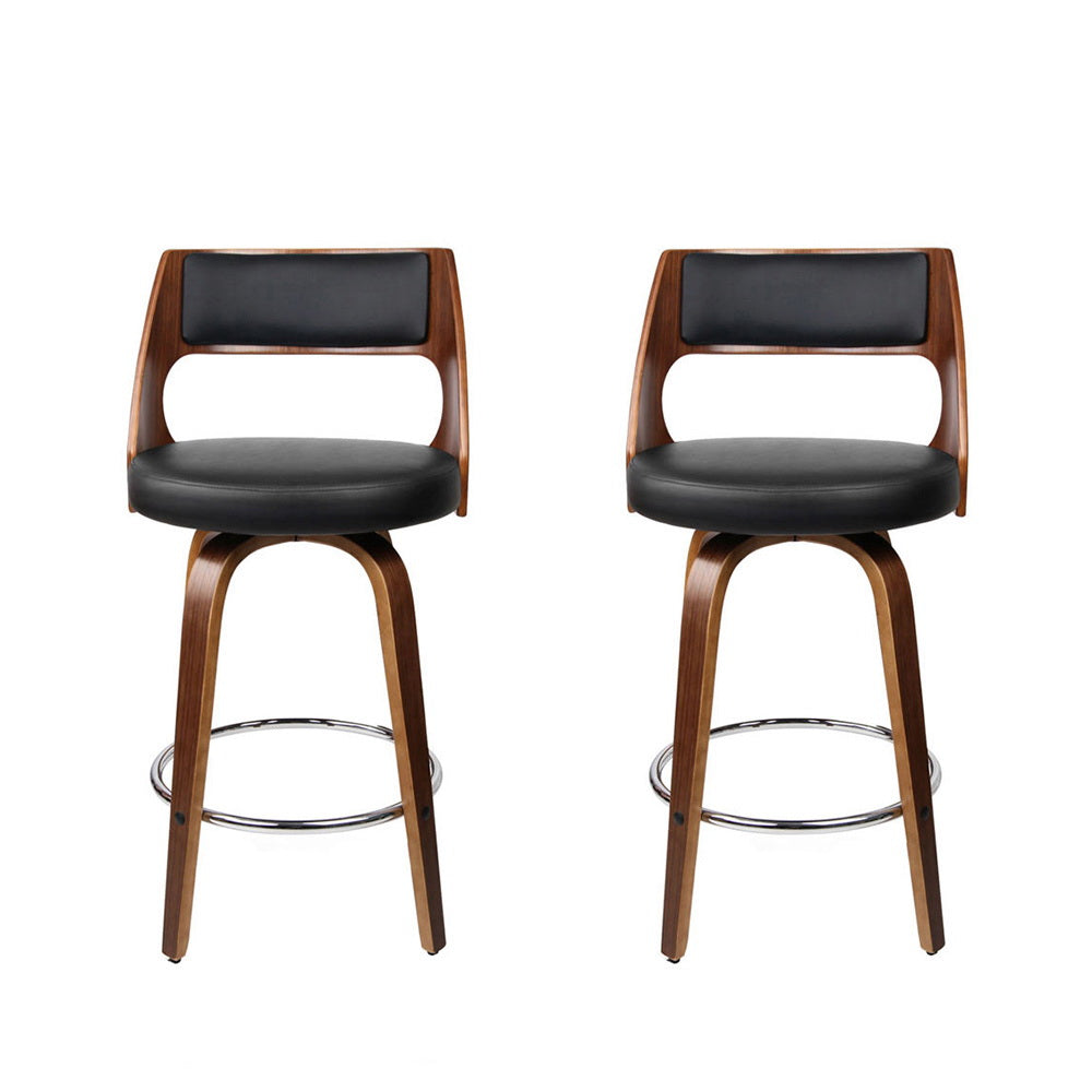 2x Bar Stools Swivel Leather Chair 65cm By Artiss
