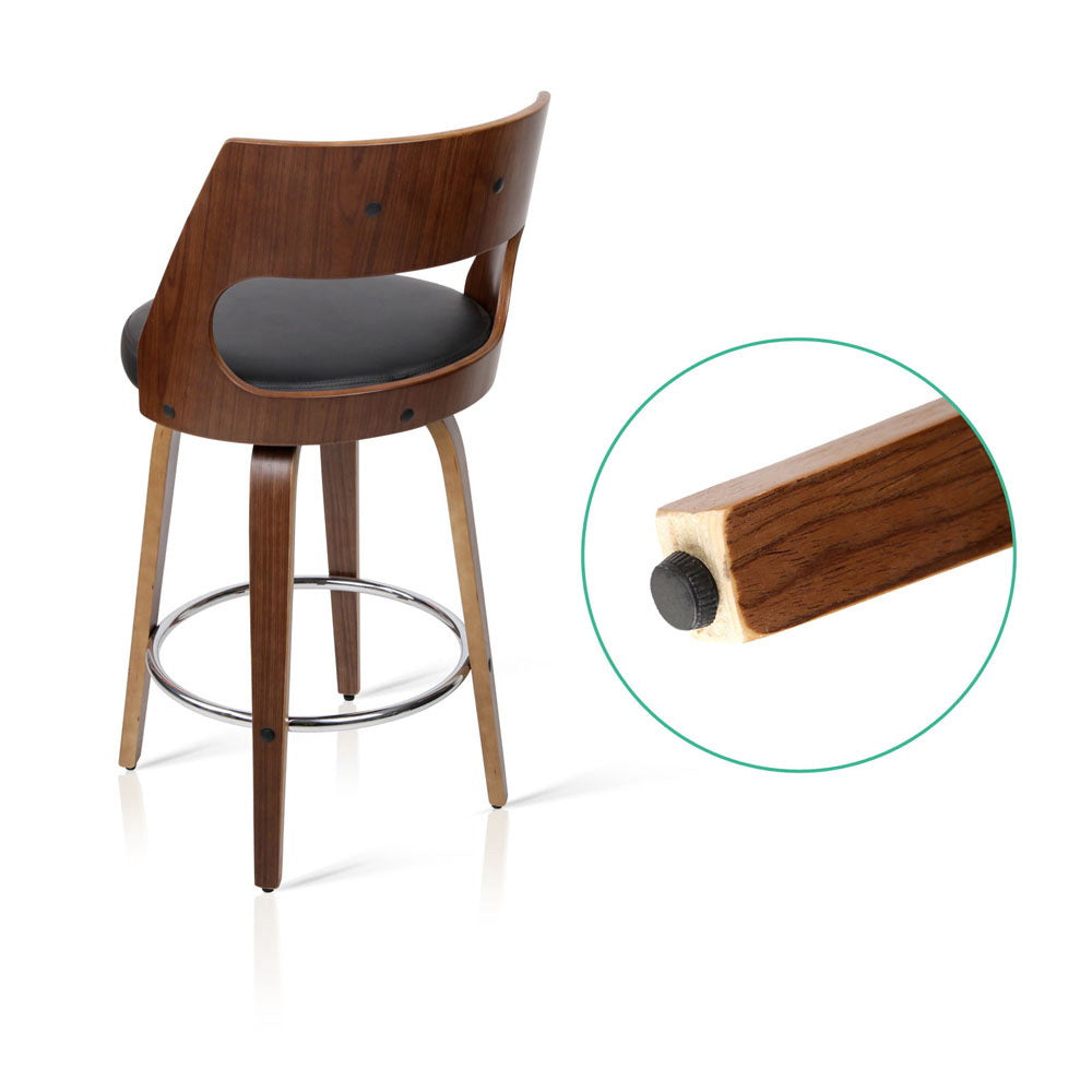 2x Bar Stools Swivel Leather Chair 65cm By Artiss