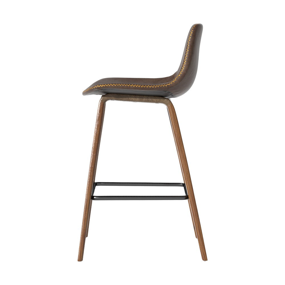 2x Bar Stools Kitchen Counter Barstools Leather Wooden Chairs By Artiss