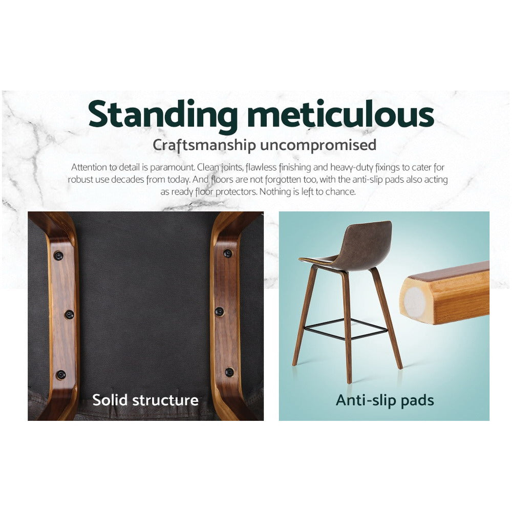 2x Bar Stools Kitchen Counter Barstools Leather Wooden Chairs By Artiss