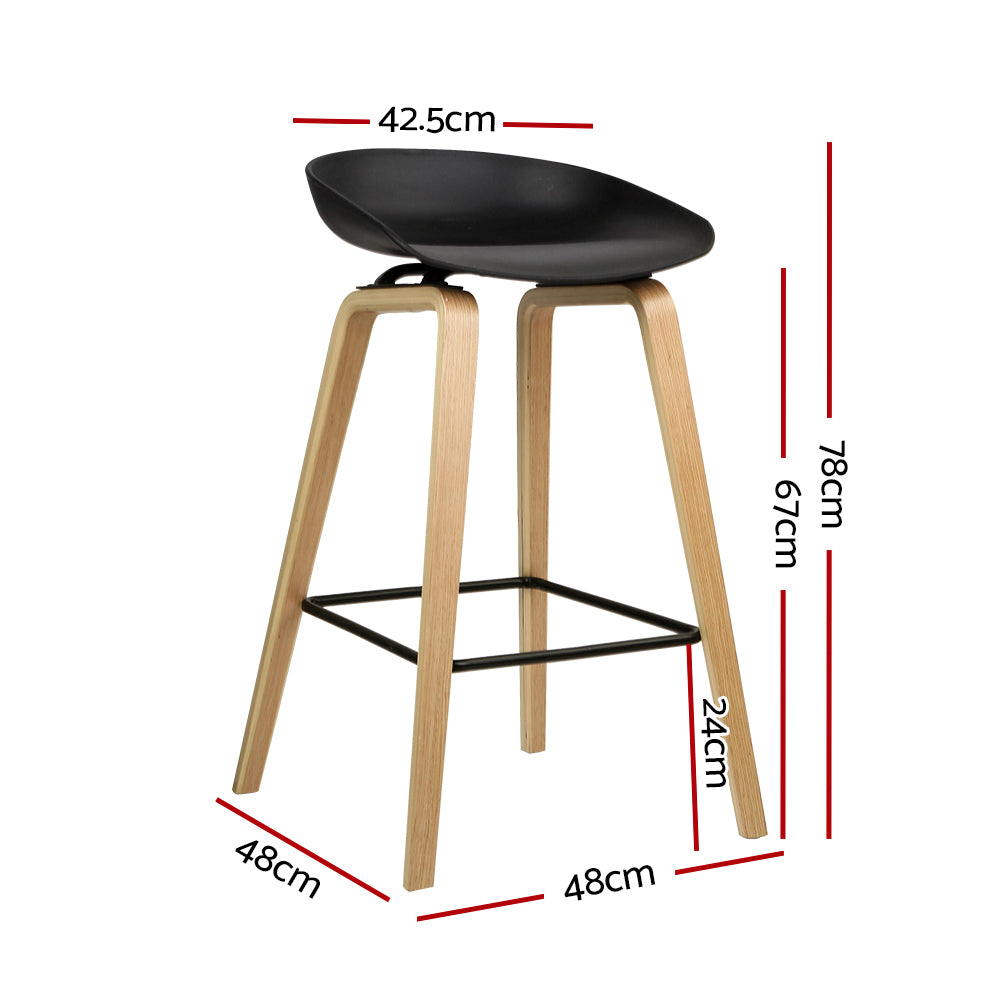 2x Bar Stools Wooden By Artiss