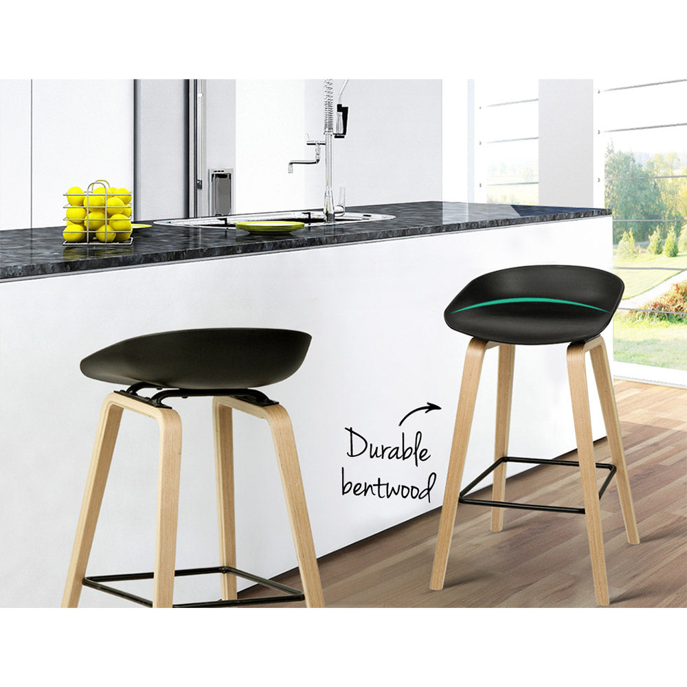 2x Bar Stools Wooden By Artiss