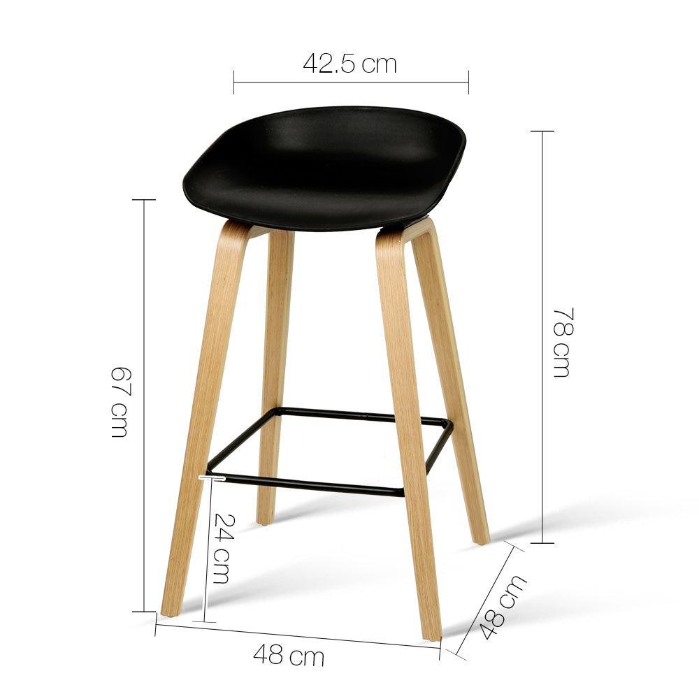 4x Bar Stools Kitchen Counter Stool Dining Chairs Wooden Black by Artiss