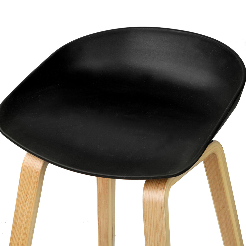 4x Bar Stools Kitchen Counter Stool Dining Chairs Wooden Black by Artiss
