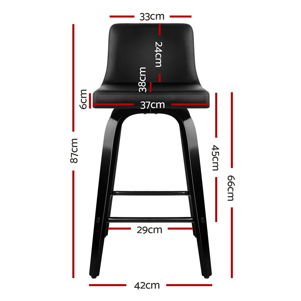 2x Bar Stools Kitchen Leather Barstools Swivel Wooden Chairs By Artiss