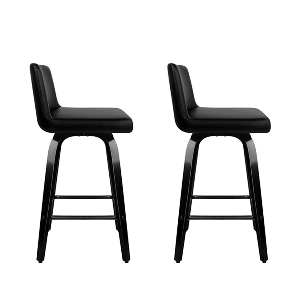 2x Bar Stools Kitchen Leather Barstools Swivel Wooden Chairs By Artiss
