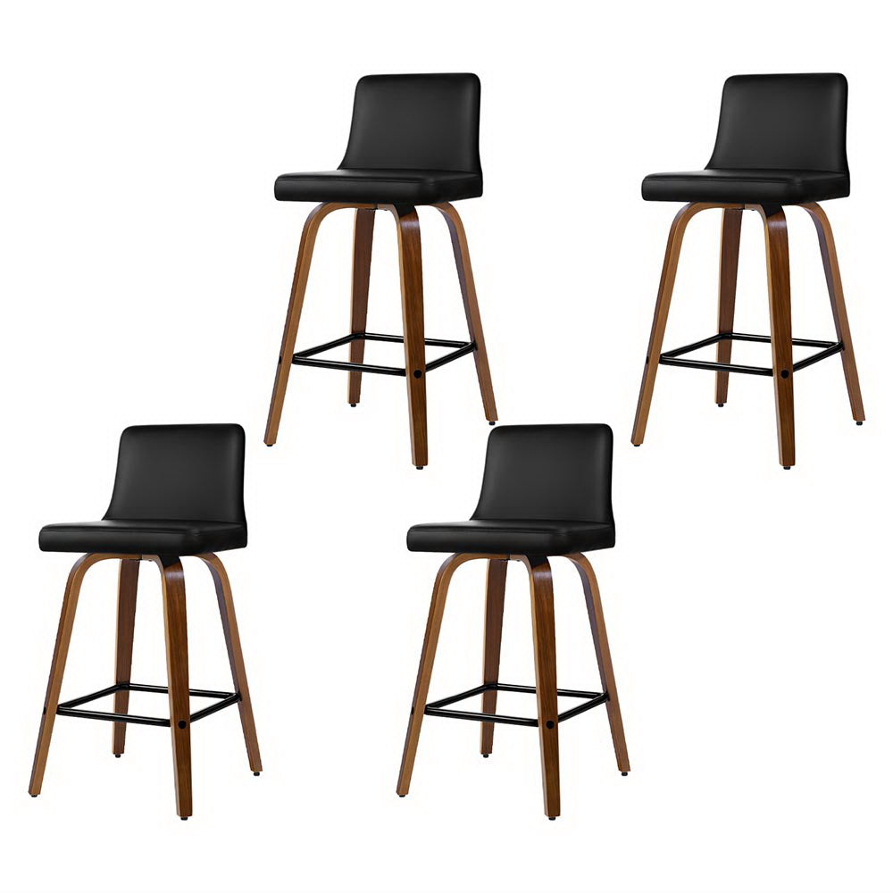 4x Bar Stools Swivel Leather Padded Wooden by Artiss