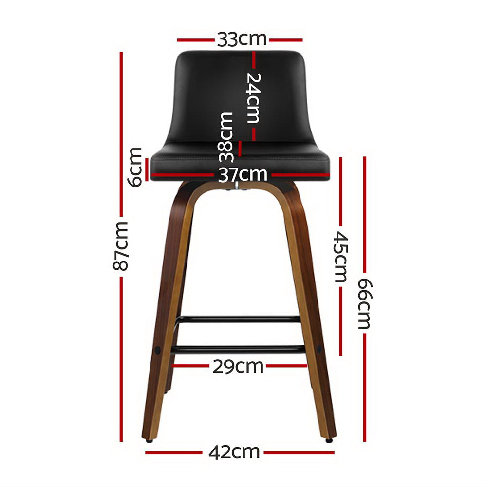 4x Bar Stools Swivel Leather Padded Wooden by Artiss