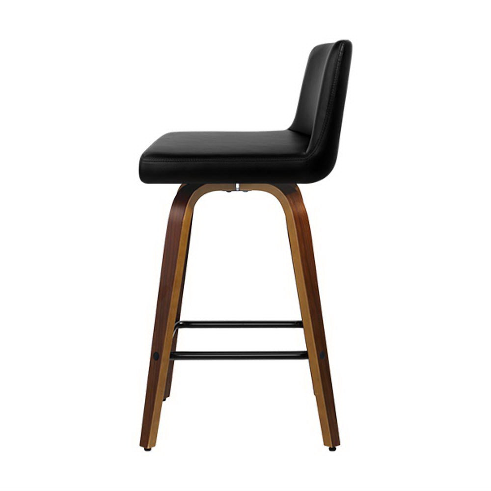 4x Bar Stools Swivel Leather Padded Wooden by Artiss