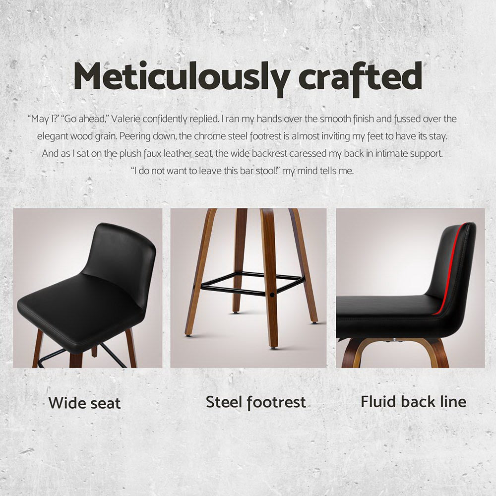 4x Bar Stools Swivel Leather Padded Wooden by Artiss