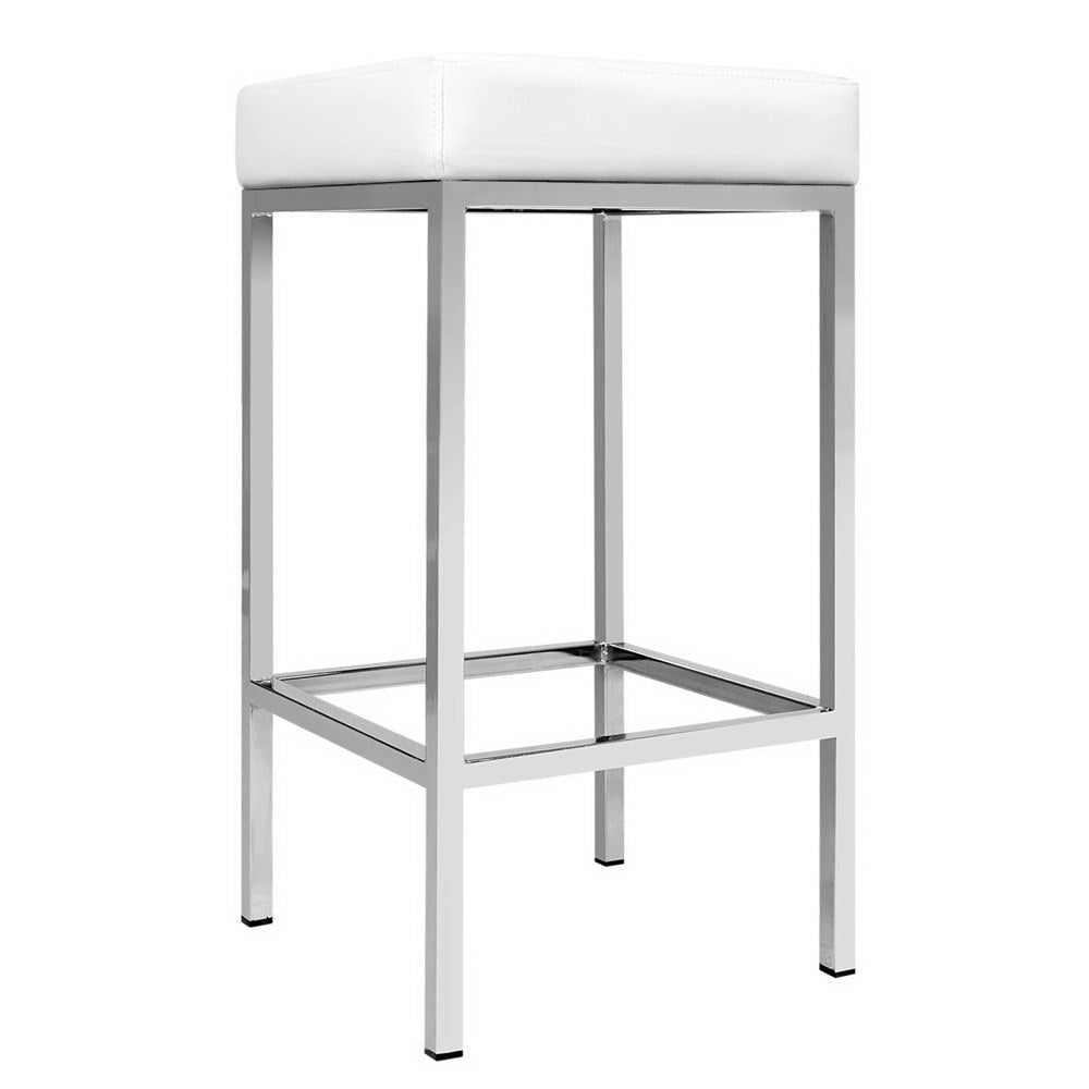 2x Bar Stools Leather Padded Metal White by Artiss