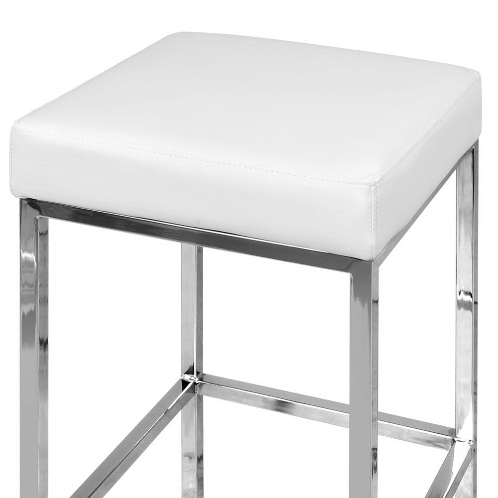 2x Bar Stools Leather Padded Metal White by Artiss