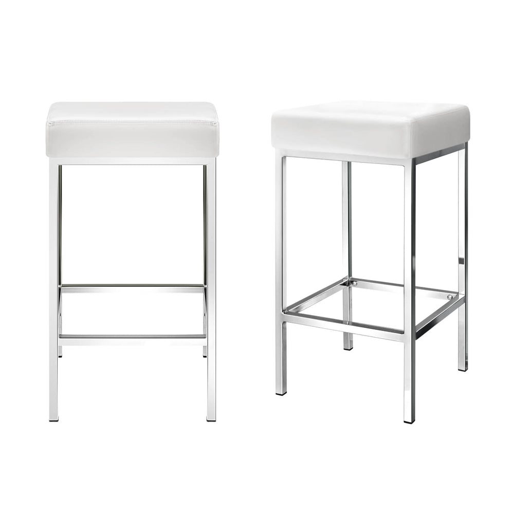 4x Bar Stools Leather Padded Metal White by Artiss