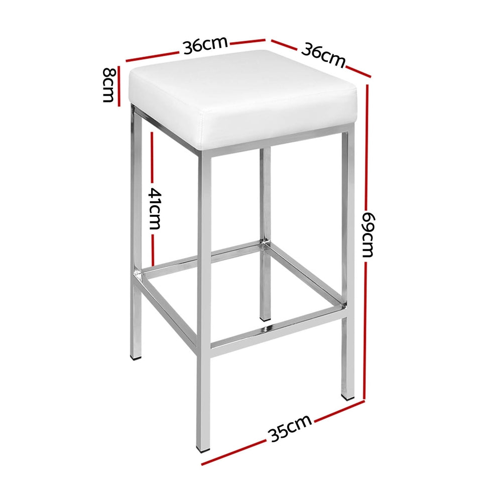 4x Bar Stools Leather Padded Metal White by Artiss