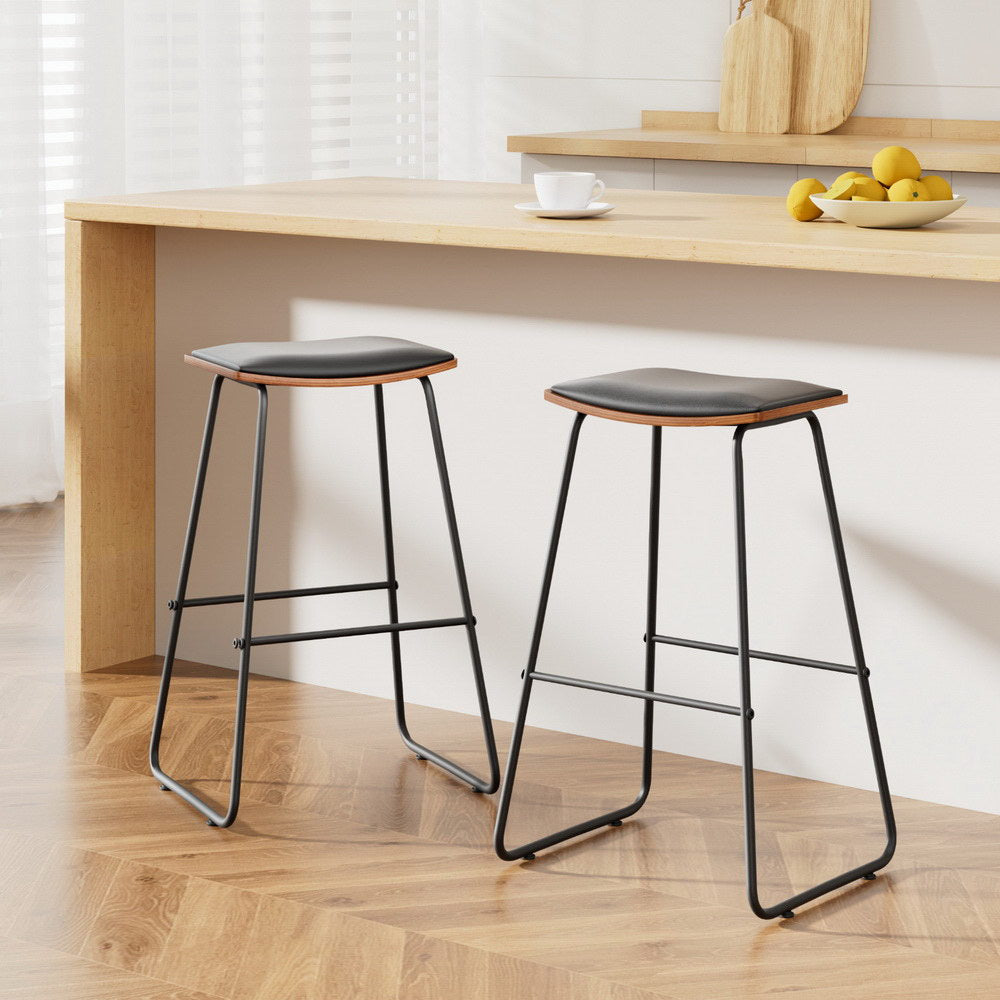 2x Bar Stools Kitchen Counter Stools Metal Chairs By Artiss