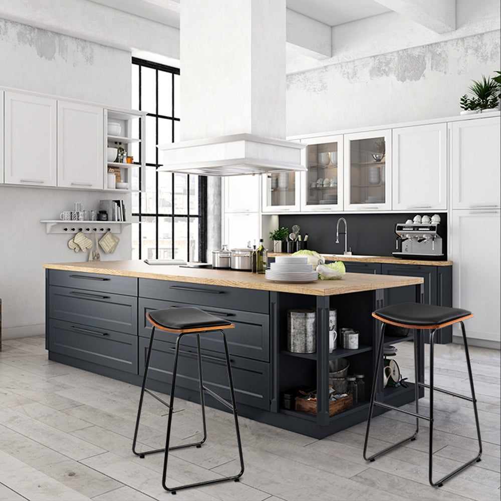 2x Bar Stools Kitchen Counter Stools Metal Chairs By Artiss