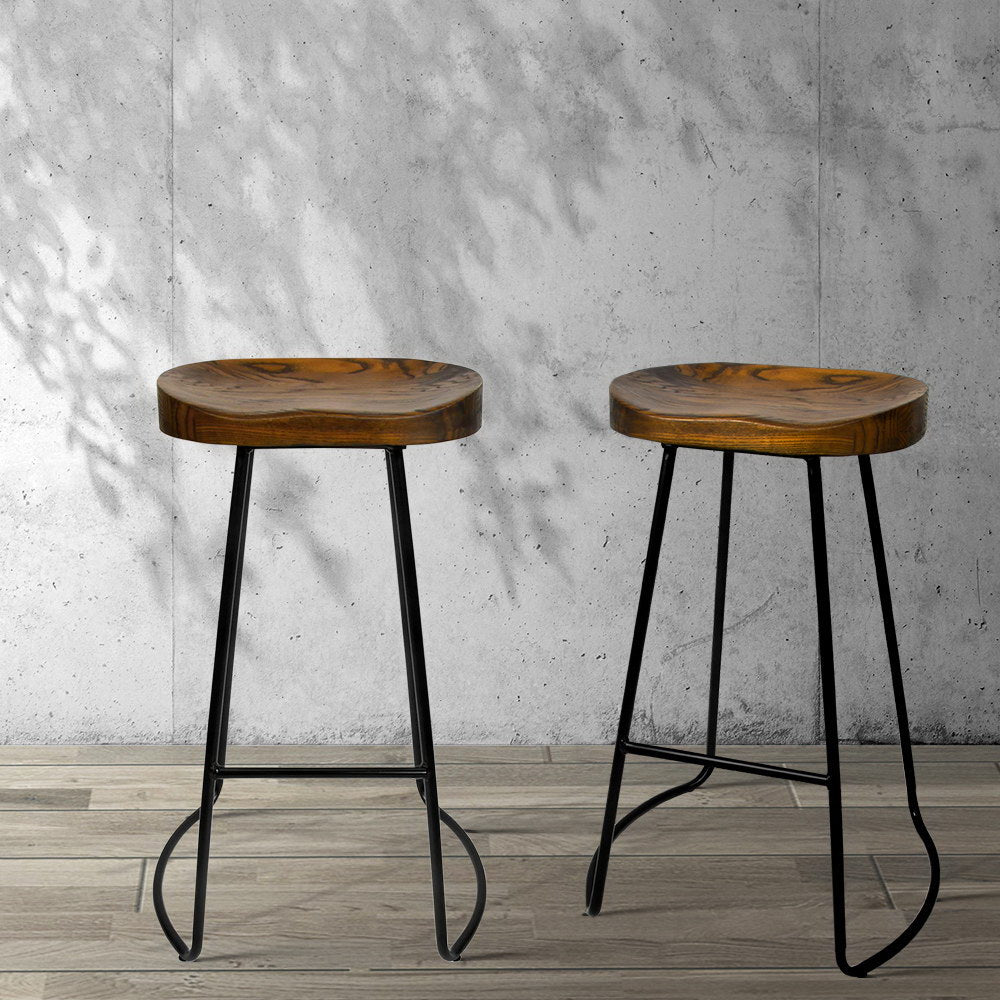 2x Bar Stools Tractor Seat 75cm Black by Artiss