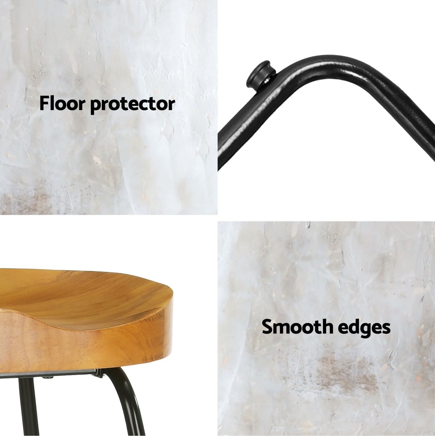 4x Bar Stools Tractor Seat 75cm Wooden By Artiss