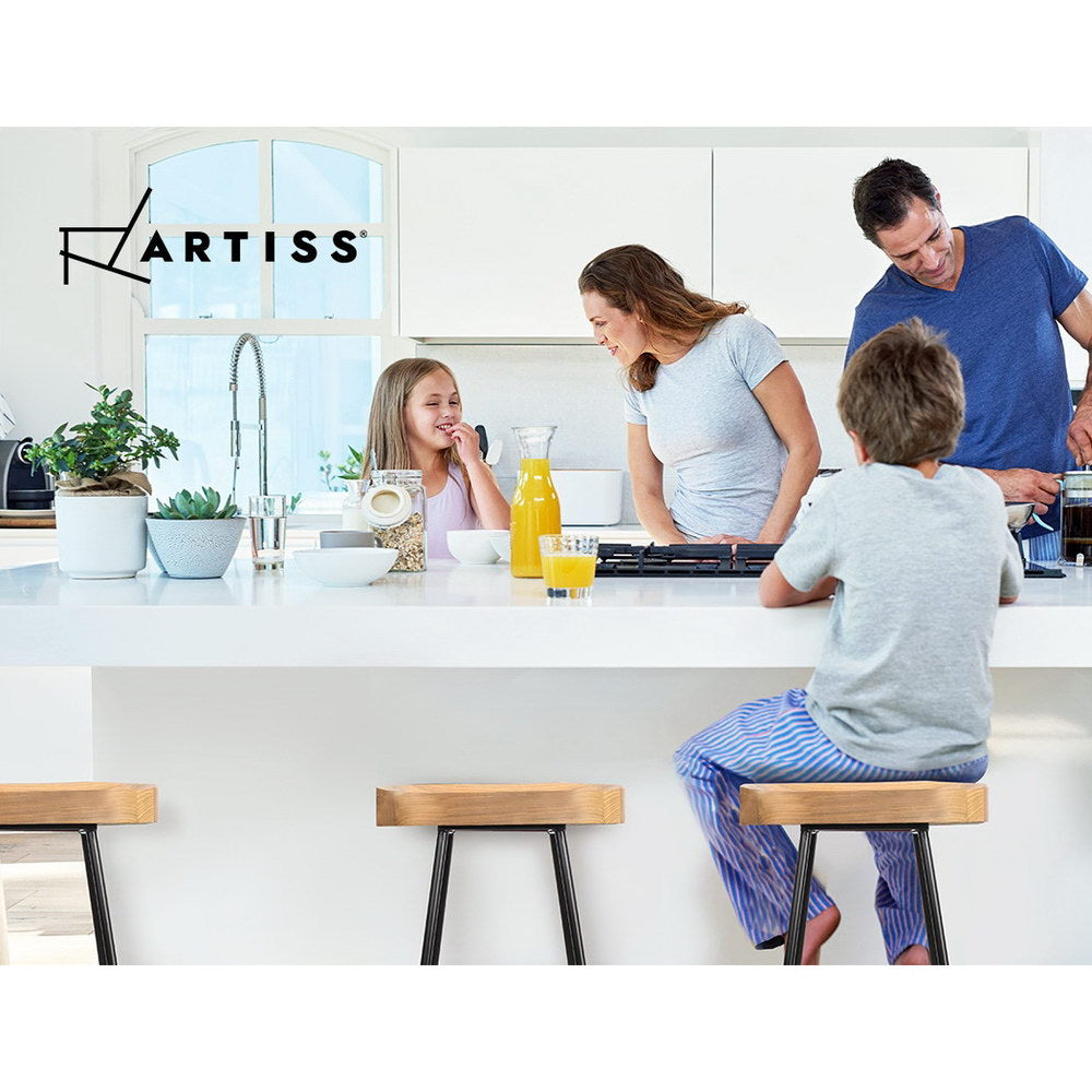 4x Bar Stools Tractor Seat 75cm Wooden By Artiss
