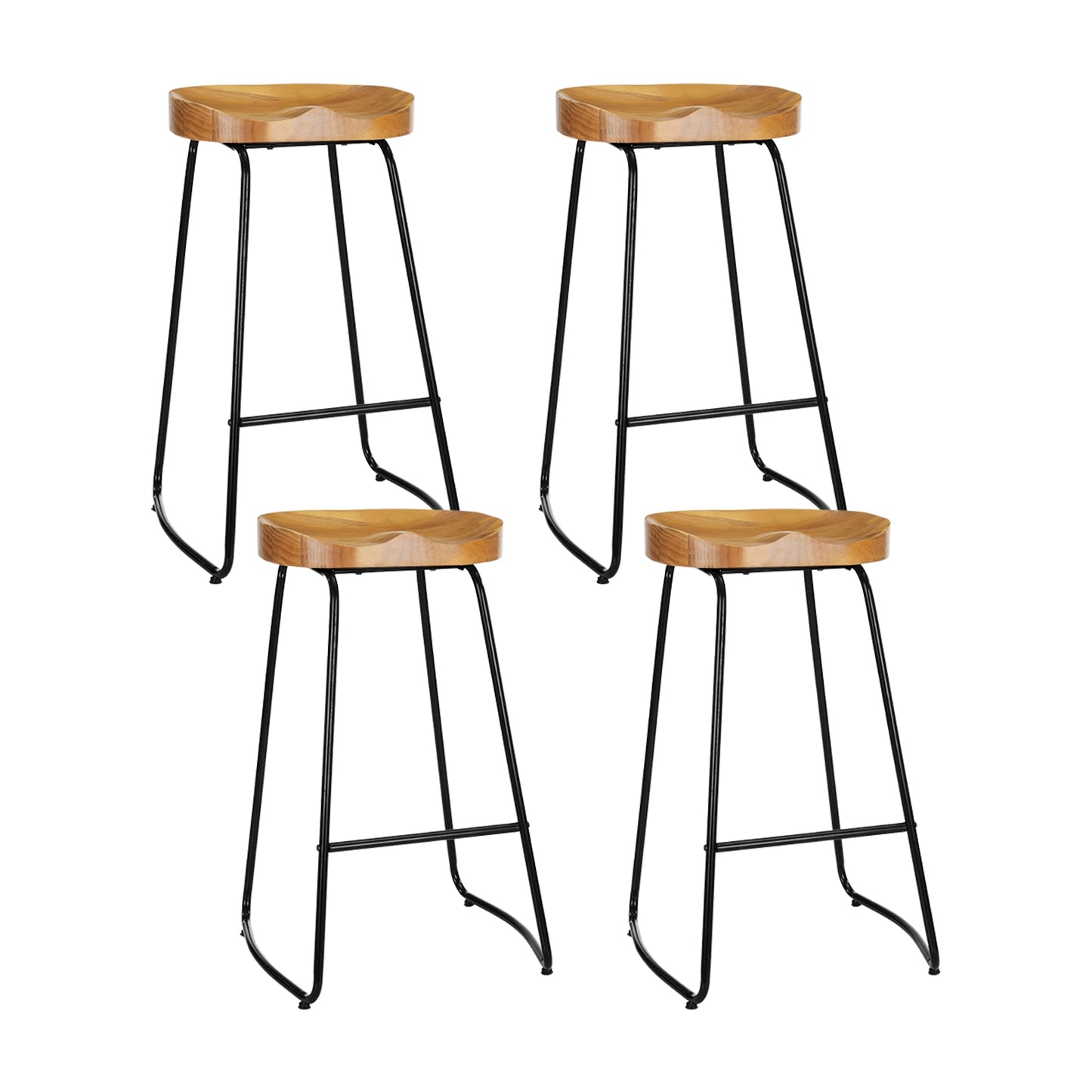 4x Bar Stools Tractor Seat 75cm Wooden By Artiss