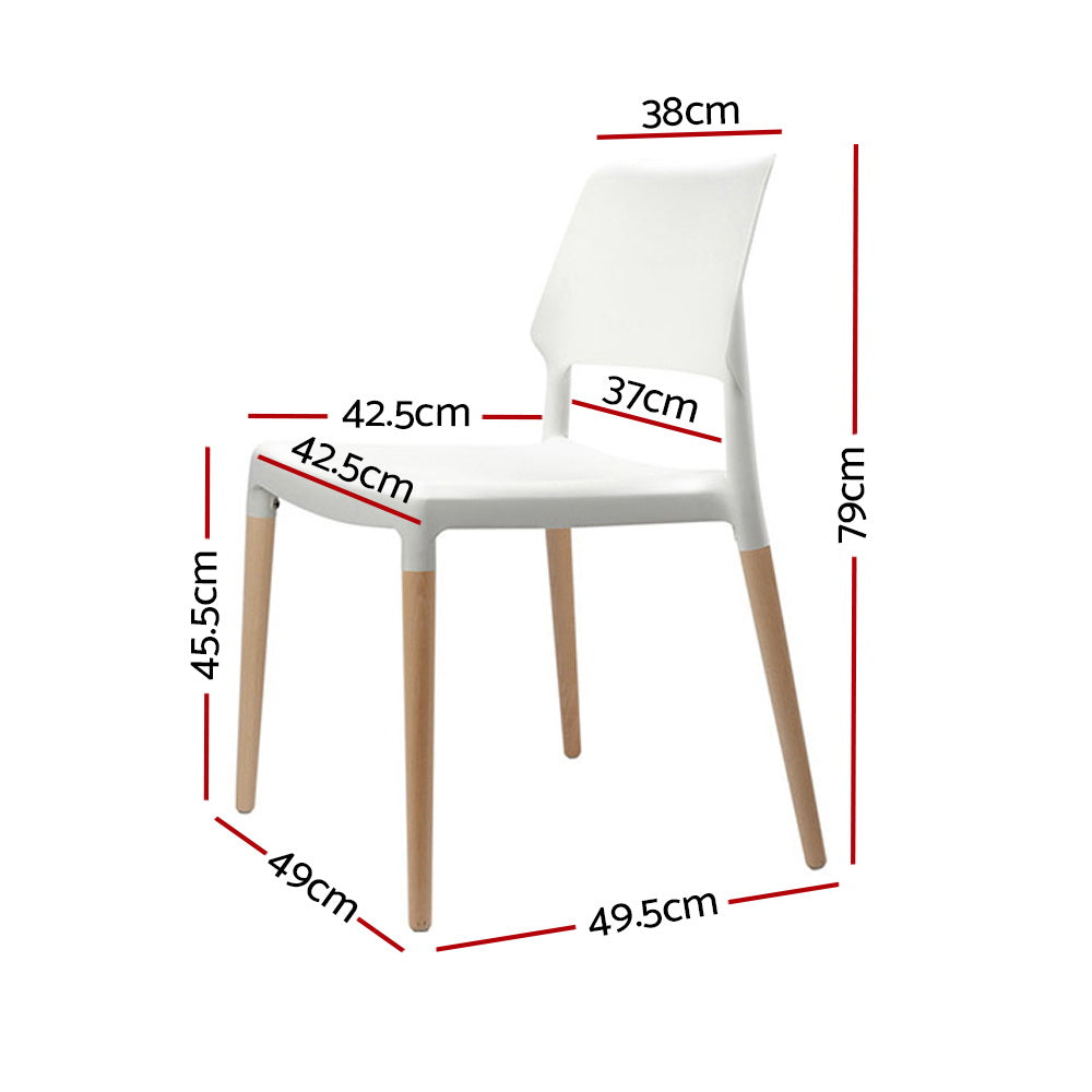 Dining Chairs Set of 4 Plastic Wooden Stack by Artiss able White