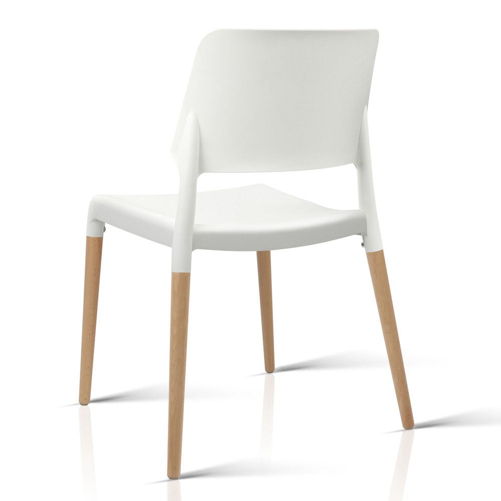 Dining Chairs Set of 4 Plastic Wooden Stack by Artiss able White