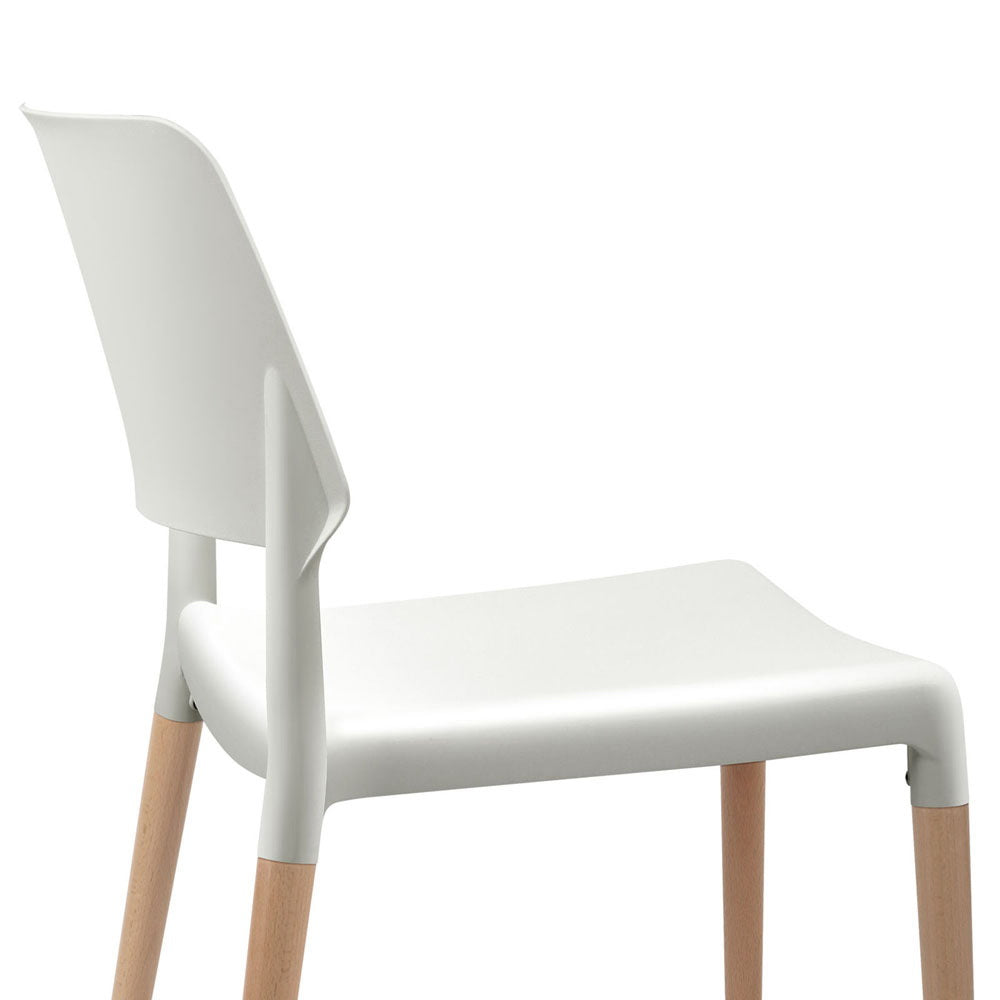 Dining Chairs Set of 4 Plastic Wooden Stack by Artiss able White