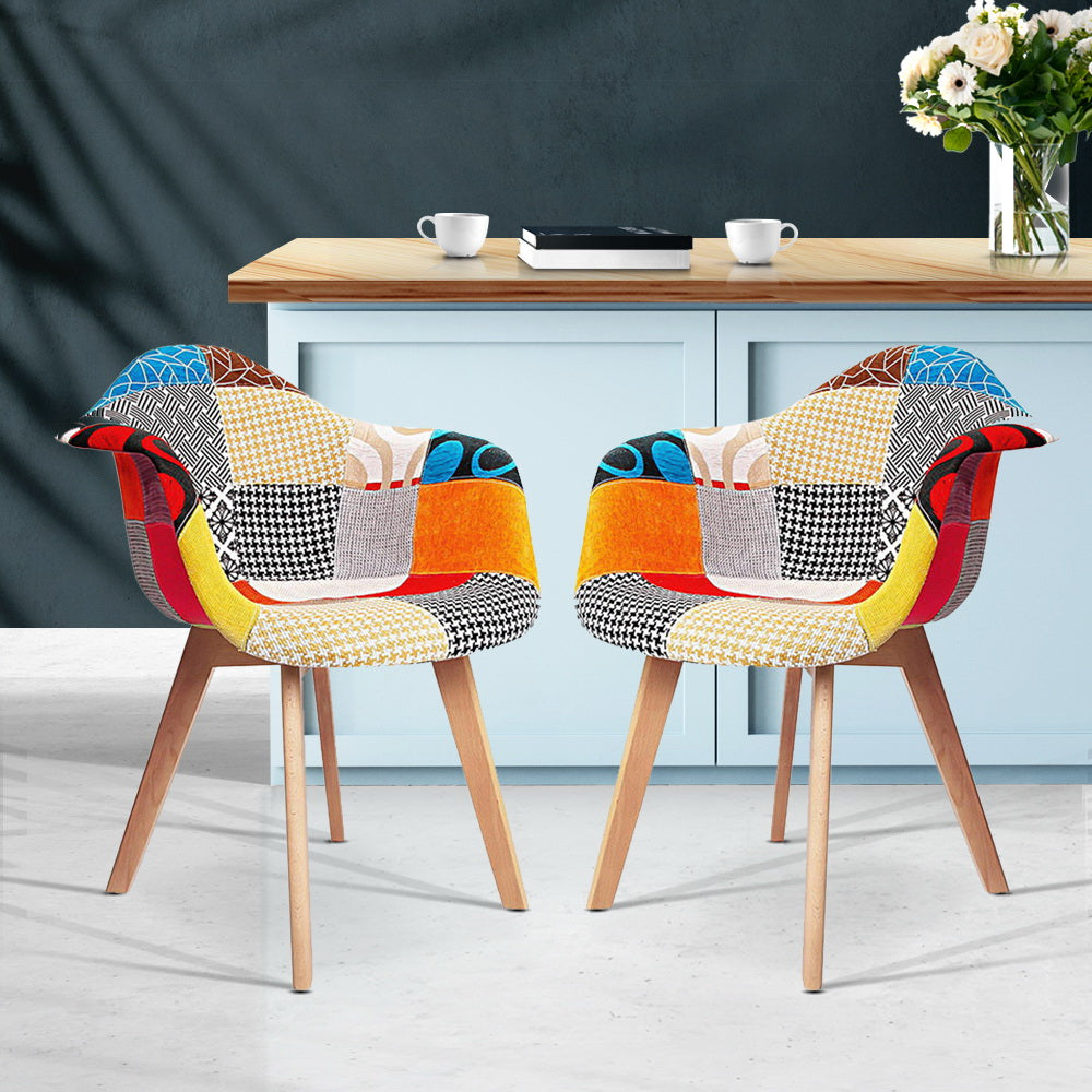 Dining Chairs Set of 2 Fabric Retro Replica DSW by Artiss
