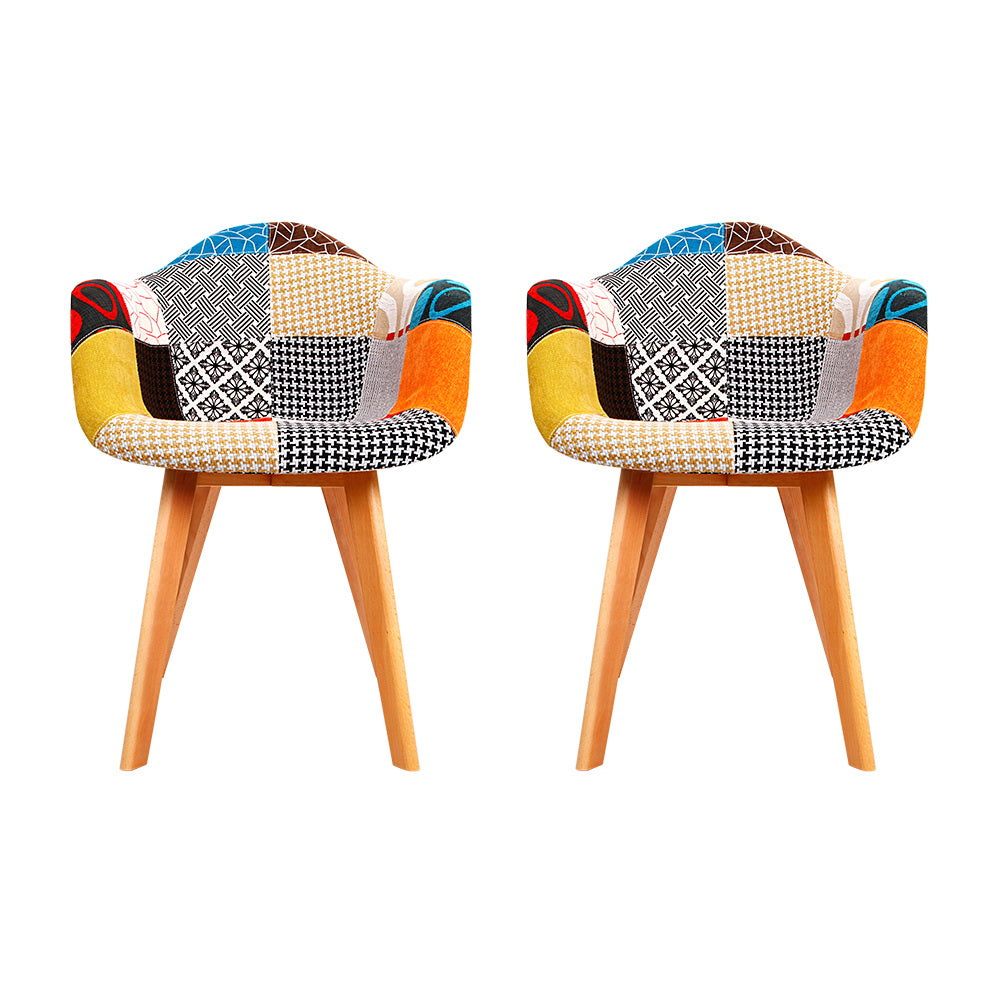 Dining Chairs Set of 2 Fabric Retro Replica DSW by Artiss