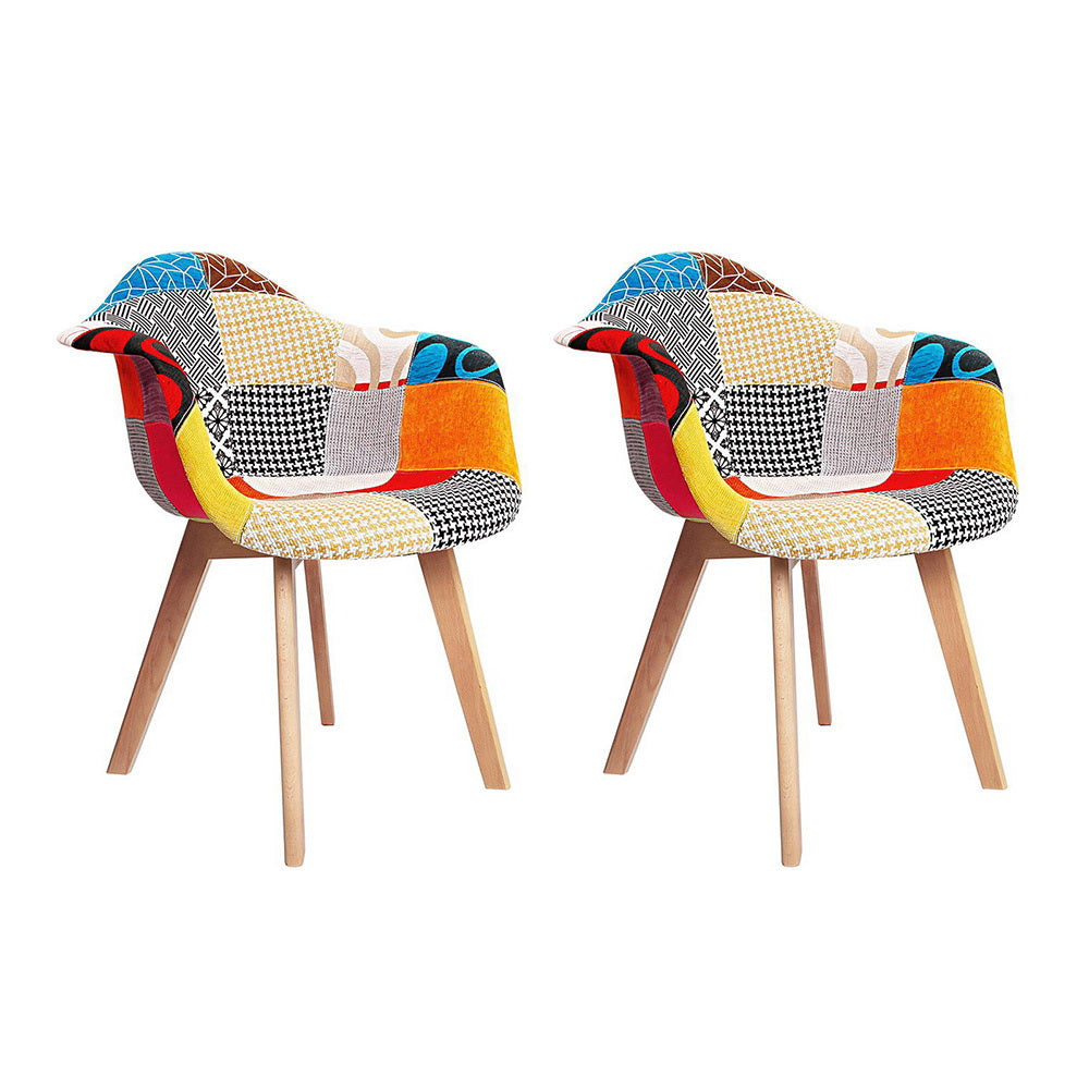 Dining Chairs Set of 2 Fabric Retro Replica DSW by Artiss