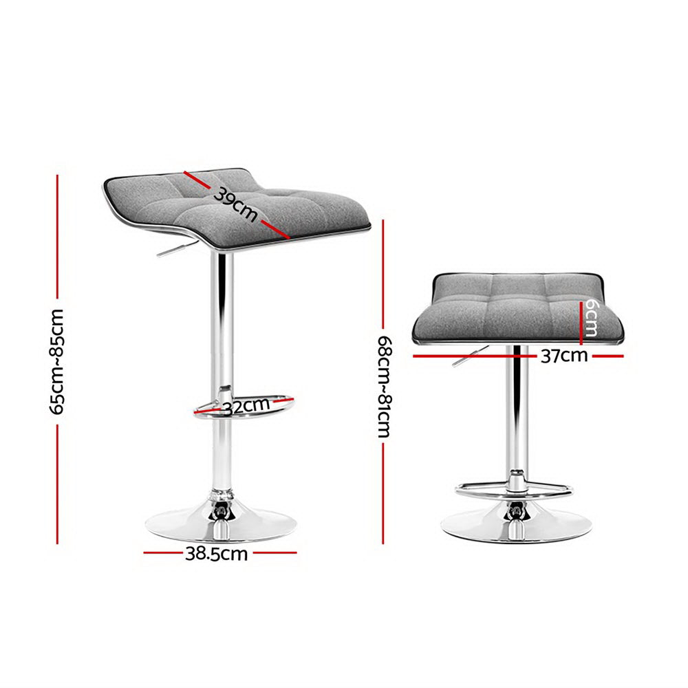 4x Bar Stools Linen Padded Gas Lift by Artiss