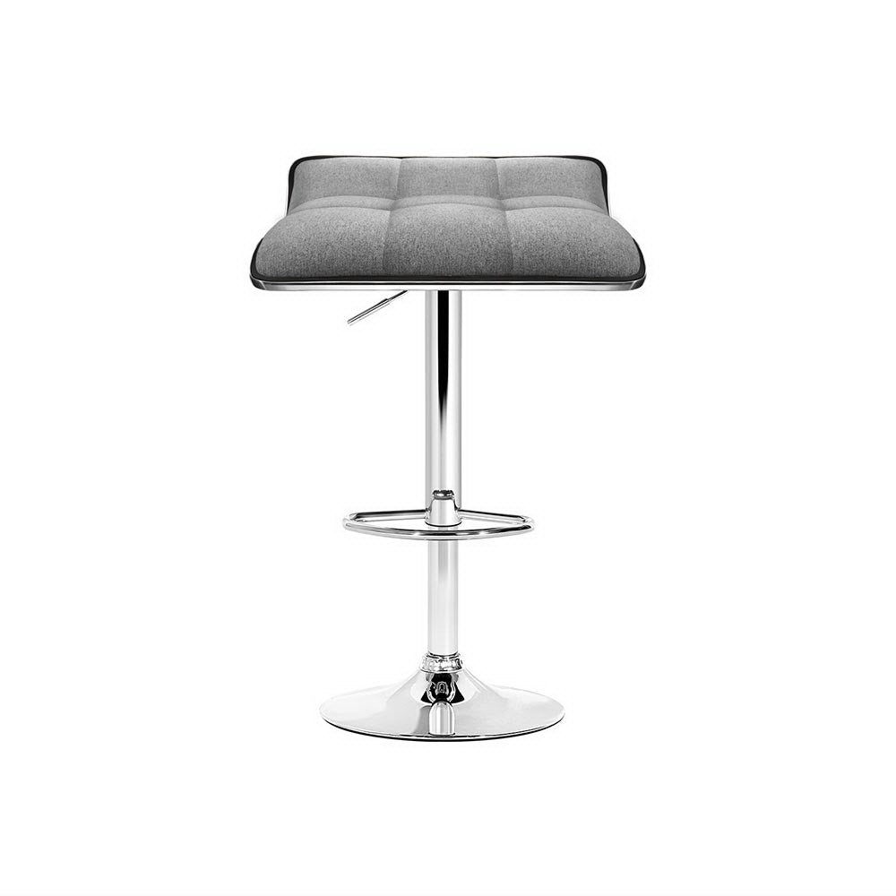 4x Bar Stools Linen Padded Gas Lift by Artiss