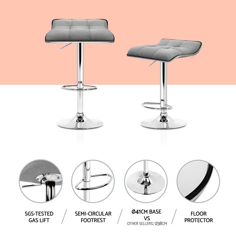 4x Bar Stools Linen Padded Gas Lift by Artiss