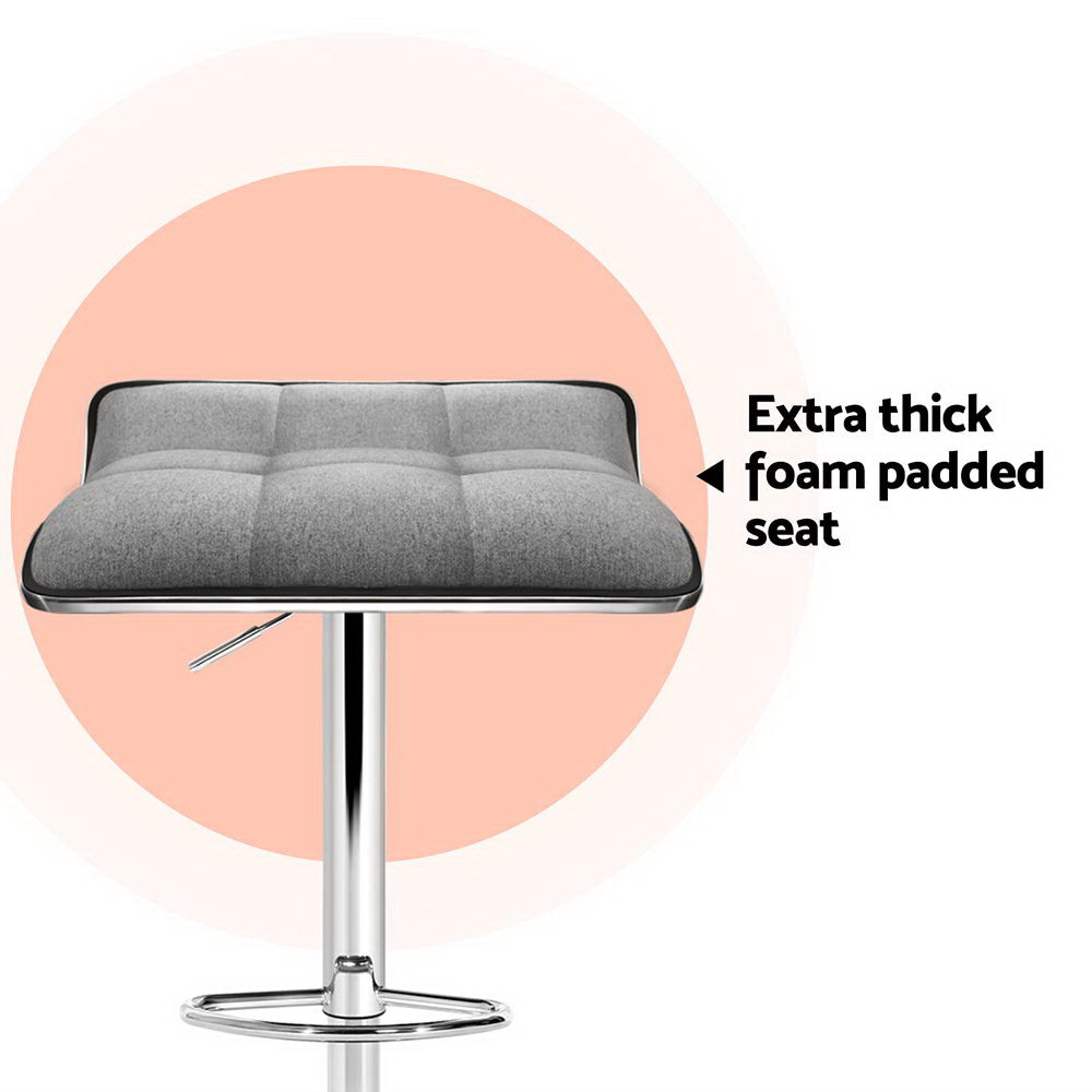 4x Bar Stools Linen Padded Gas Lift by Artiss