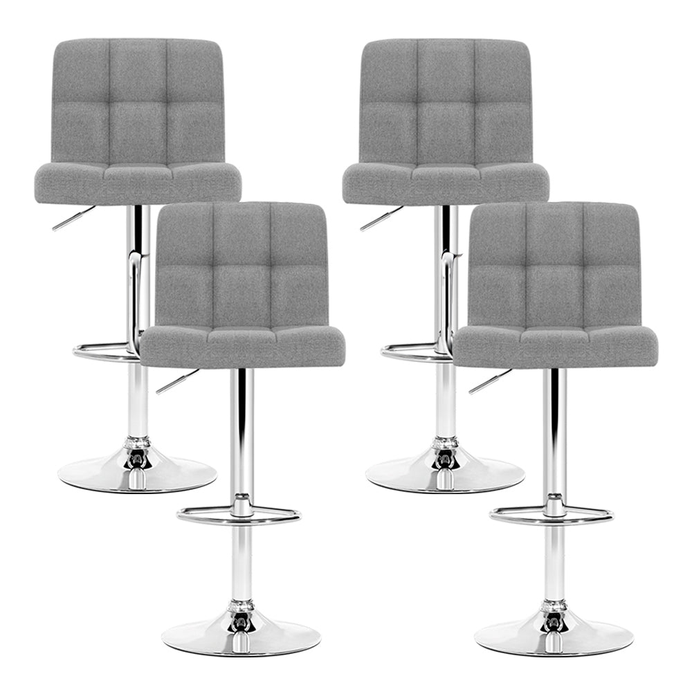 4x Bar Stools Leather Gas Lift Grey By Artiss