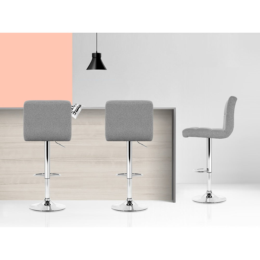 4x Bar Stools Leather Gas Lift Grey By Artiss