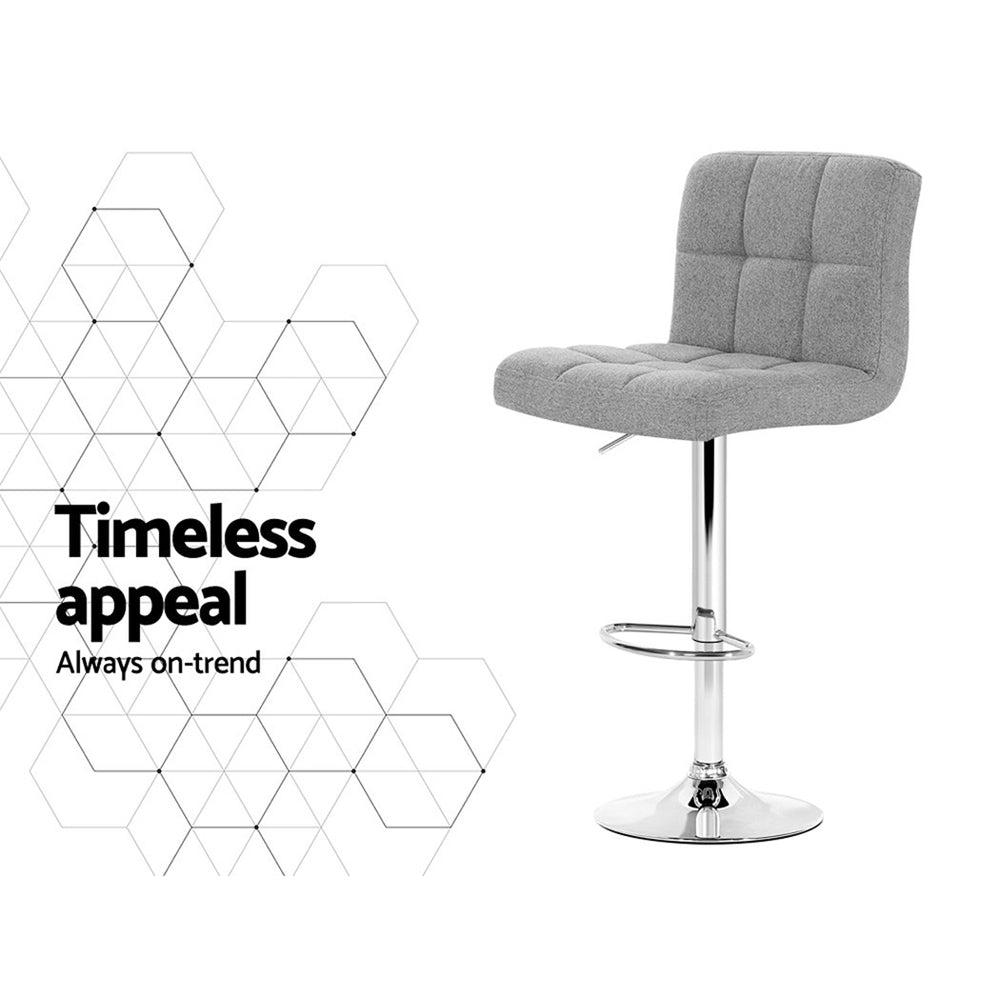 4x Bar Stools Leather Gas Lift Grey By Artiss