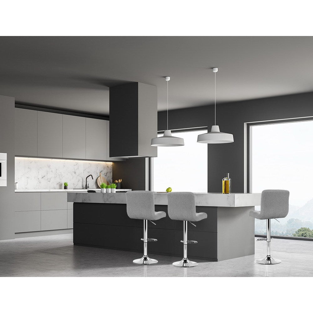 4x Bar Stools Leather Gas Lift Grey By Artiss