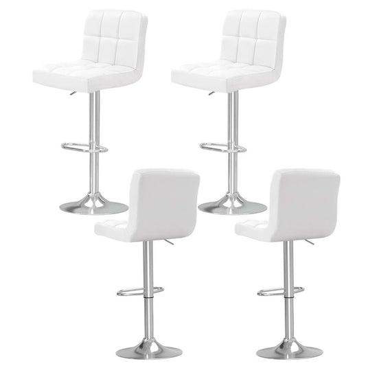 4x Bar Stools Leather Gas Lift White by Artiss