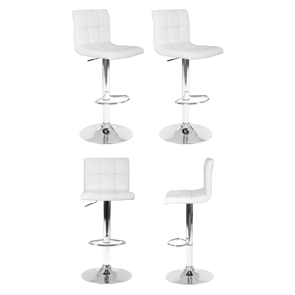 4x Bar Stools Leather Gas Lift White by Artiss