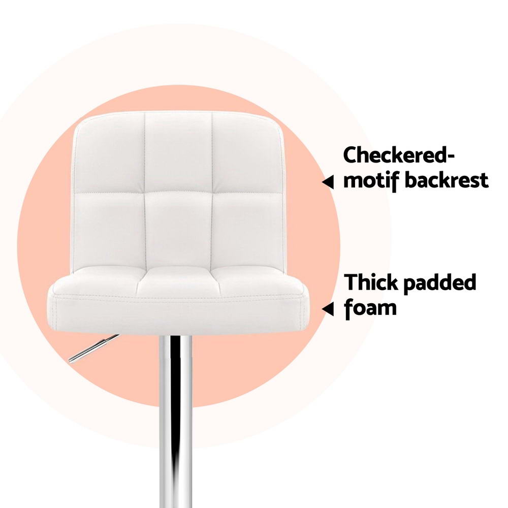 4x Bar Stools Leather Gas Lift White by Artiss