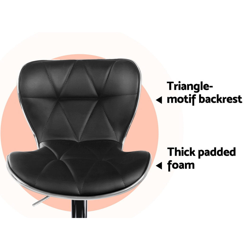 2x Bar Stools Gas Lift Leather Seat Black by Artiss